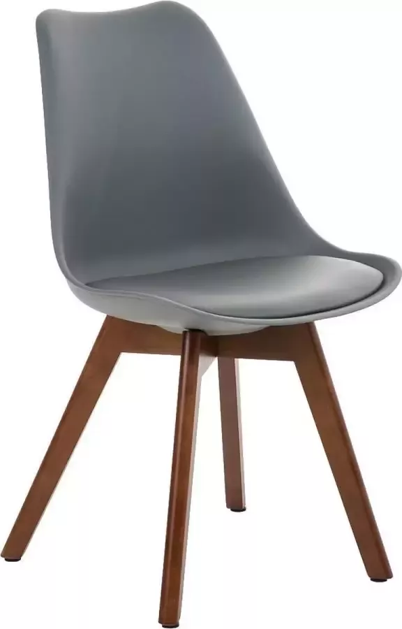 CLP Borneo Eetkamerstoel Kunstleer grijs walnoot