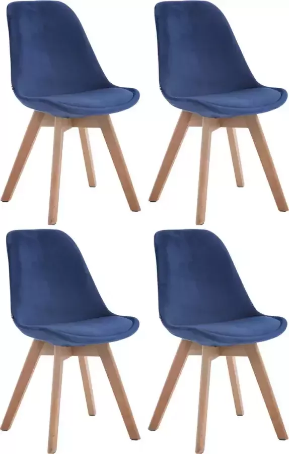 CLP Set van 4 eetkamerstoelen Borneo V2 Natura (Eik) Frame Fluweel - Foto 1