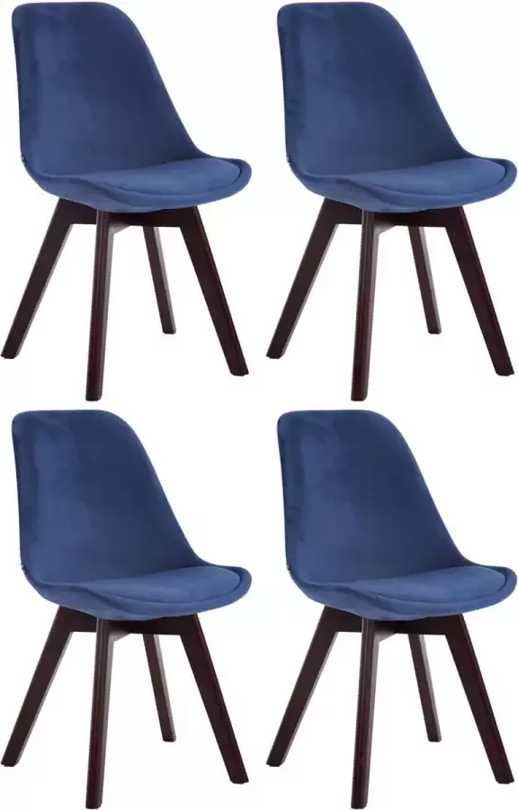 CLP Set van 4 eetkamerstoelen Borneo V2 Walnoot Frame Fluweel