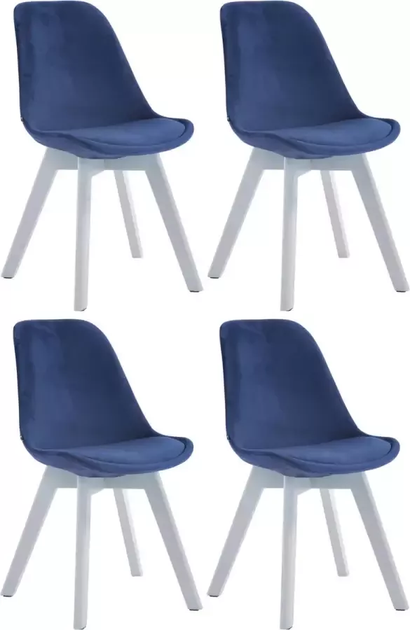 CLP Set van 4 eetkamerstoelen Borneo V2 Wit Frame Fluweel