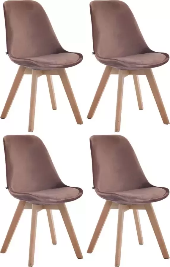 CLP Set van 4 eetkamerstoelen Borneo V2 Natura Frame Fluweel