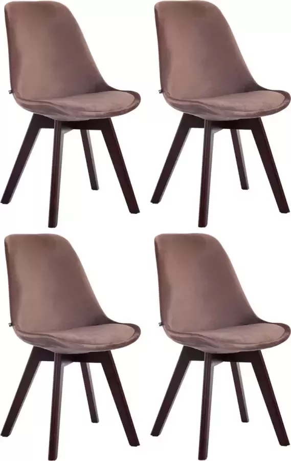 CLP Set van 4 eetkamerstoelen Borneo V2 Walnoot Frame Fluweel