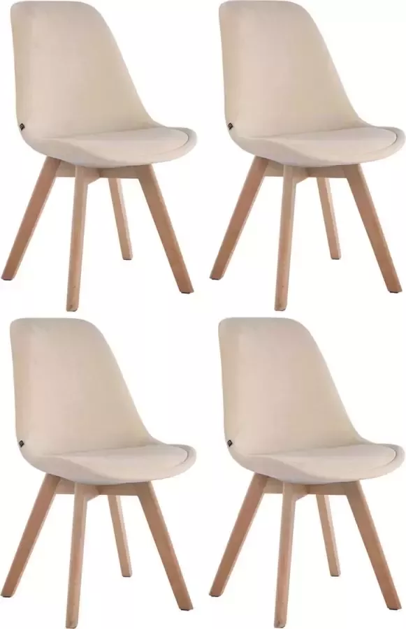 CLP Set van 4 eetkamerstoelen Borneo V2 Natura Frame Fluweel
