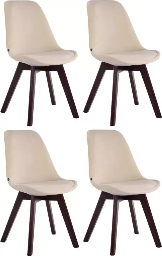 CLP Set van 4 eetkamerstoelen Borneo V2 Walnoot Frame Fluweel