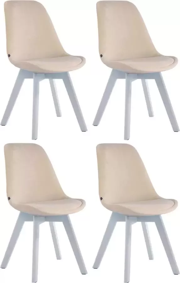 CLP Set van 4 eetkamerstoelen Borneo V2 Wit Frame Fluweel