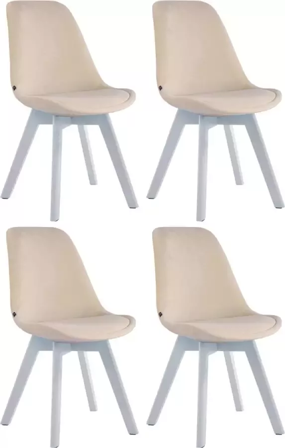 CLP Set van 4 eetkamerstoelen Borneo V2 Wit (Eik) Frame Fluweel