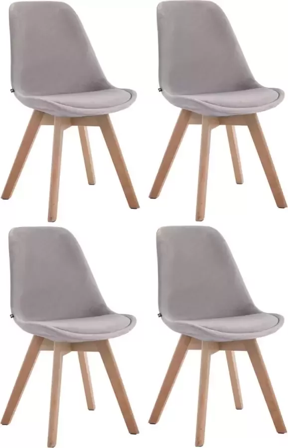 CLP Set van 4 eetkamerstoelen Borneo V2 Natura Frame Fluweel