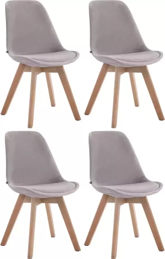 CLP Set van 4 eetkamerstoelen Borneo V2 Natura (Eik) Frame Fluweel