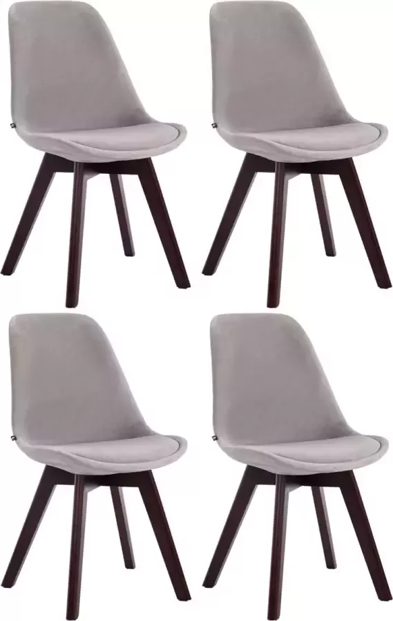CLP Set van 4 eetkamerstoelen Borneo V2 Walnoot Frame Fluweel