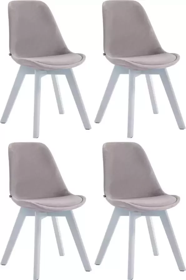 CLP Set van 4 eetkamerstoelen Borneo V2 Wit Frame Fluweel