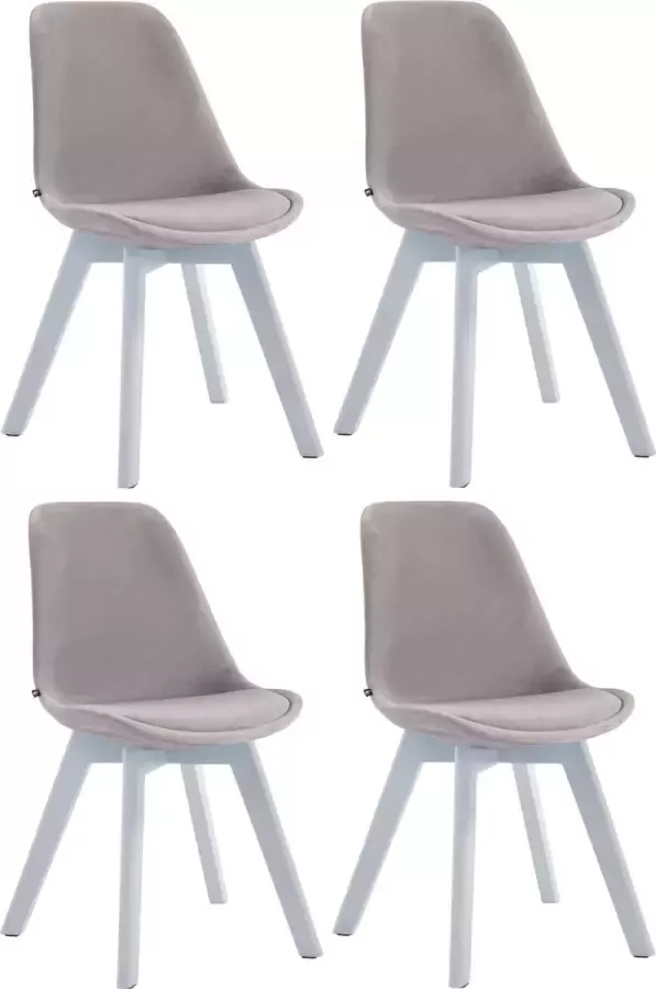 CLP Set van 4 eetkamerstoelen Borneo V2 Wit (Eik) Frame Fluweel