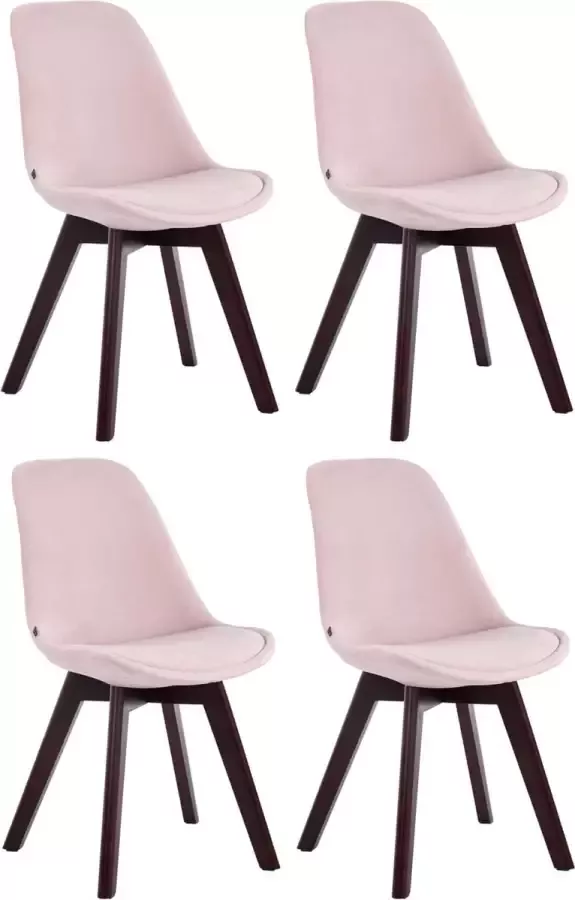 CLP Set van 4 eetkamerstoelen Borneo V2 Walnoot Frame Fluweel