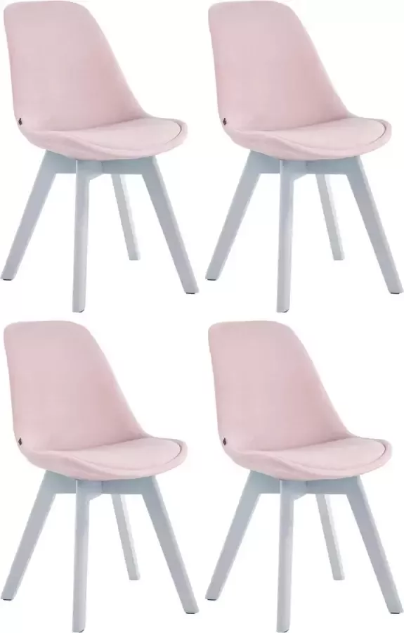 CLP Set van 4 eetkamerstoelen Borneo V2 Wit Frame Fluweel