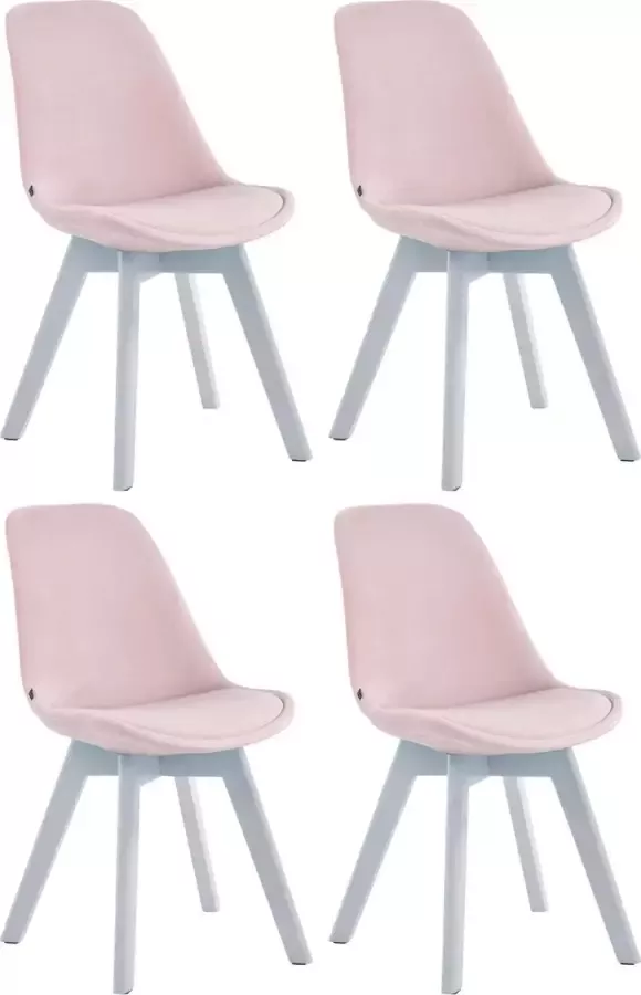 CLP Set van 4 eetkamerstoelen Borneo V2 Wit (Eik) Frame Fluweel - Foto 1