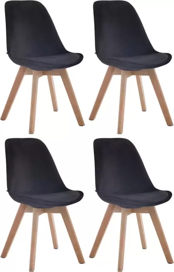CLP Set van 4 eetkamerstoelen Borneo V2 Natura Frame Fluweel