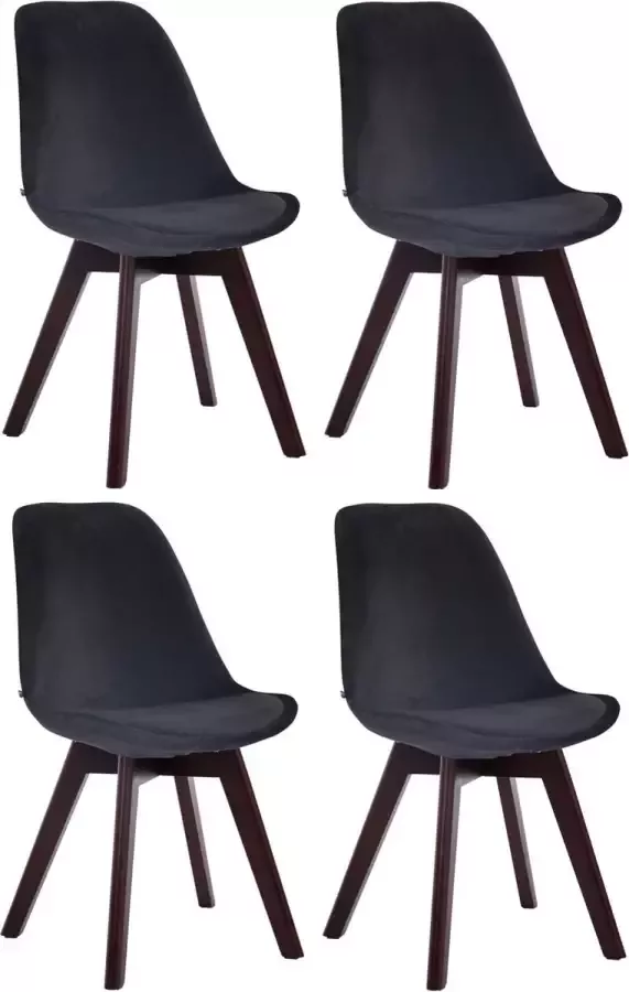 CLP Set van 4 eetkamerstoelen Borneo V2 Walnoot Frame Fluweel
