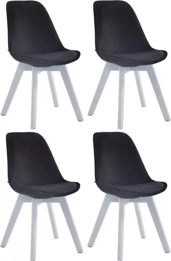 CLP Set van 4 eetkamerstoelen Borneo V2 Wit Frame Fluweel