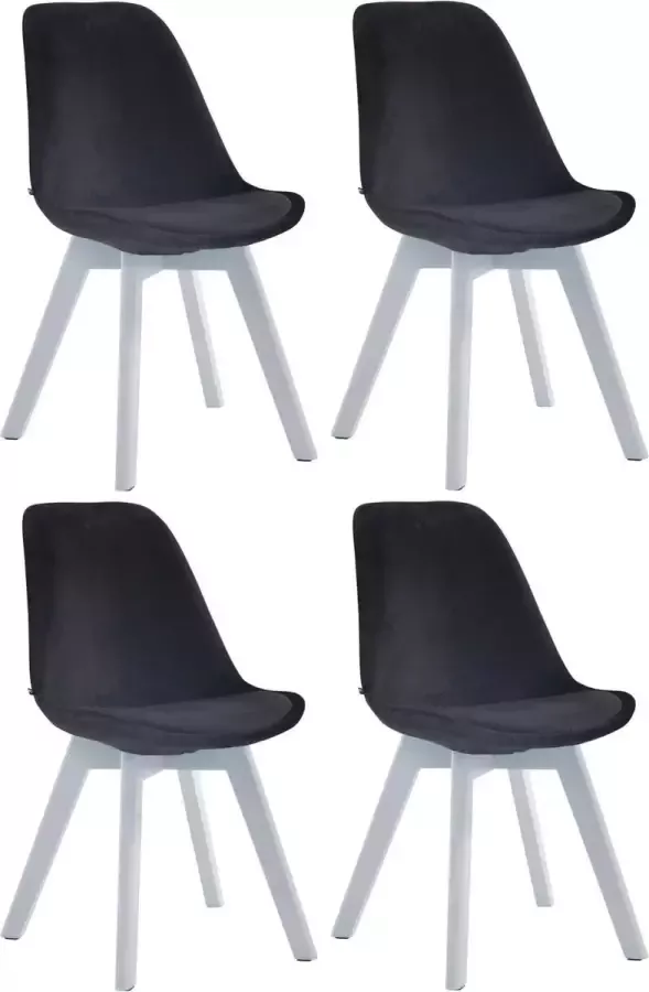 CLP Set van 4 eetkamerstoelen Borneo V2 Wit (Eik) Frame Fluweel