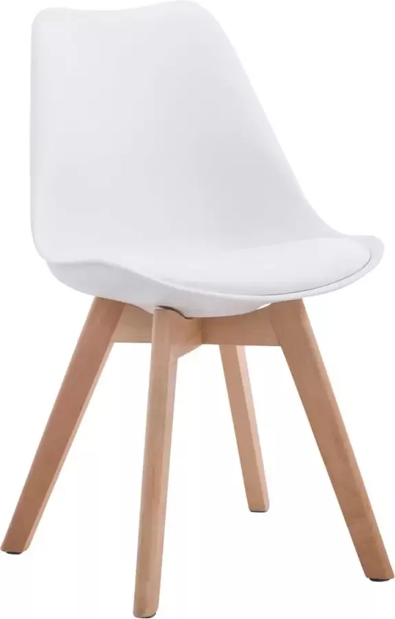 Clp Borneo Set van 4 eetkamerstoelen Zonder armleuning Hout frame Kunstleer wit natura