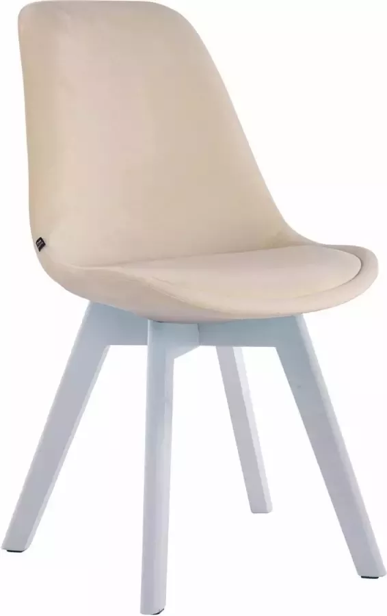 Clp Borneo V2 Eetkamerstoel Fluweel creme wit (eik)