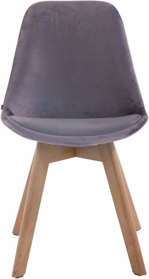 Clp Borneo V2 Eetkamerstoel Fluweel donkergrijs natura (eik)