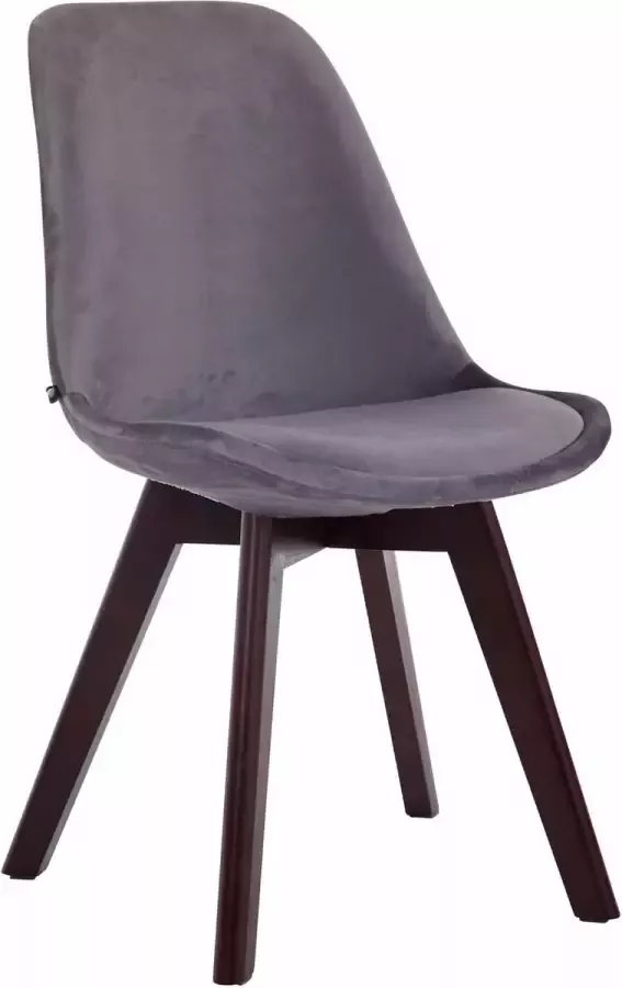 Clp Borneo V2 Eetkamerstoel Fluweel donkergrijs walnoot