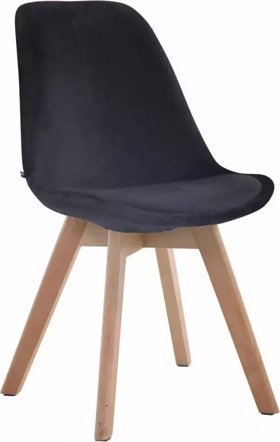 Clp Borneo V2 Eetkamerstoel Fluweel zwart natura (eik)