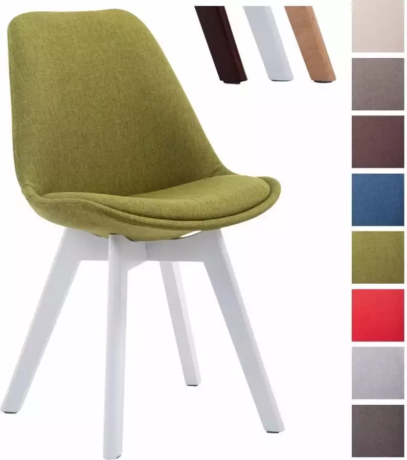 Clp Borneo V2 Eetkamerstoel Stof groen wit (eik)