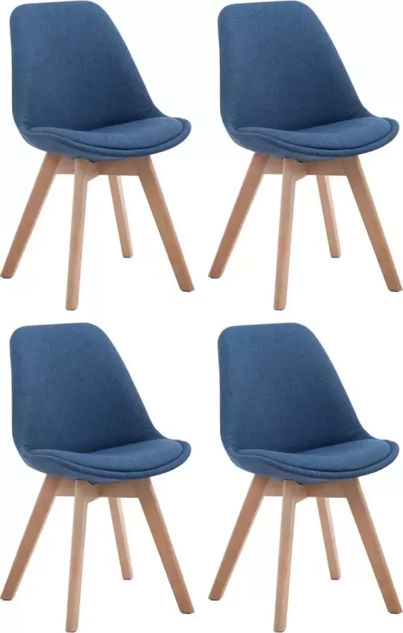 Clp Borneo V2 Set van 4 eetkamerstoelen Stof blauw natura