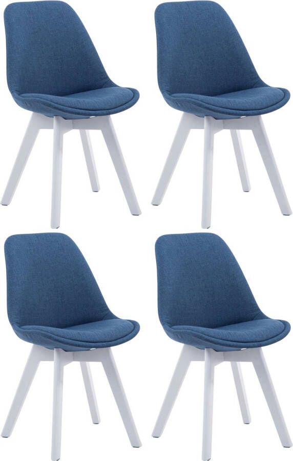 Clp Borneo V2 Set van 4 eetkamerstoelen Stof blauw wit (eik)