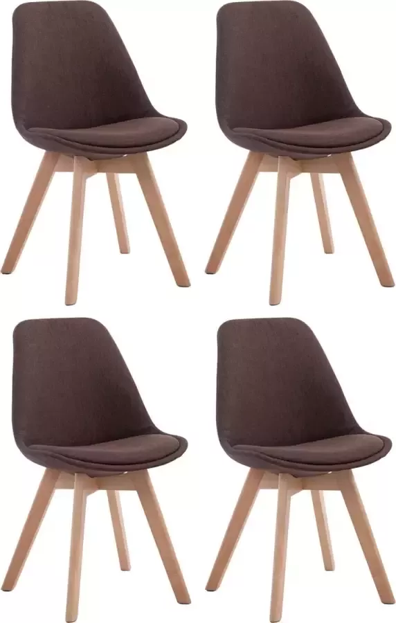 Clp Borneo V2 Set van 4 eetkamerstoelen Stof bruin natura