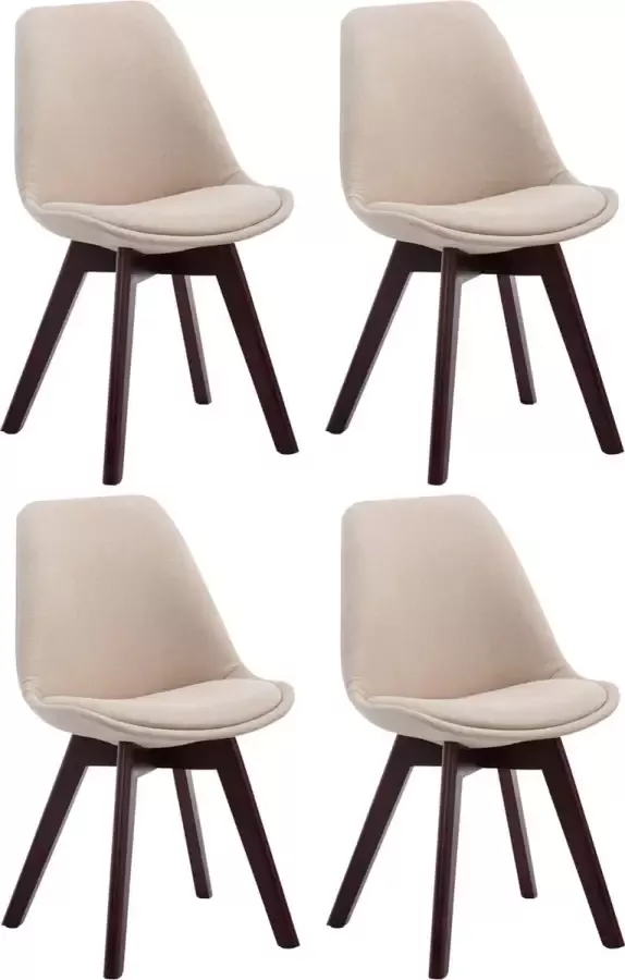 Clp Borneo V2 Set van 4 eetkamerstoelen Stof bruin natura (eik)