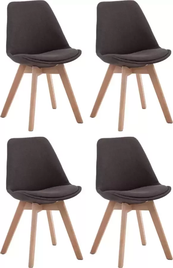 Clp Borneo V2 Set van 4 eetkamerstoelen Stof bruin walnoot