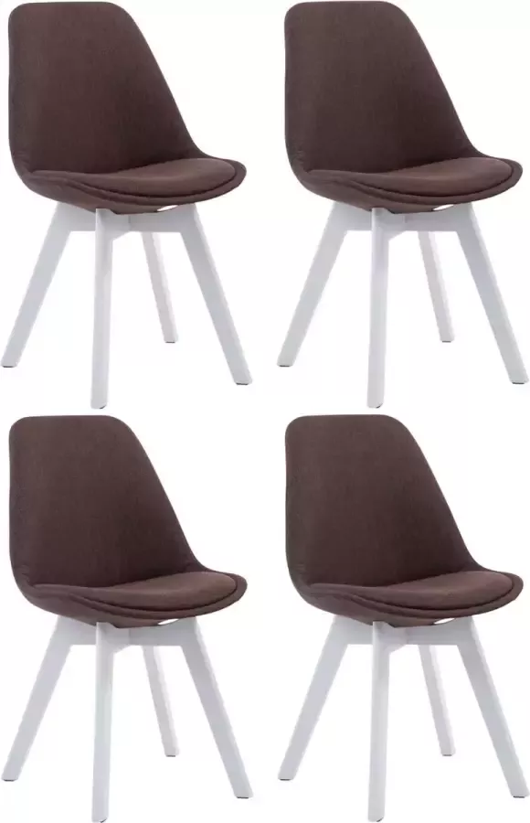 Clp Borneo V2 Set van 4 eetkamerstoelen Stof bruin wit