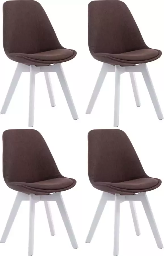 Clp Borneo V2 Set van 4 eetkamerstoelen Stof bruin wit (eik)