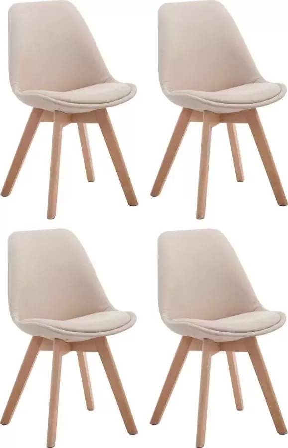 Clp Borneo V2 Set van 4 eetkamerstoelen Stof creme natura (eik)