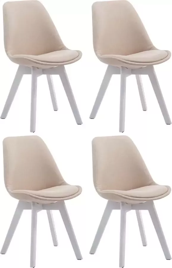 CLP Borneo V2 Set van 4 eetkamerstoelen Stof creme wit