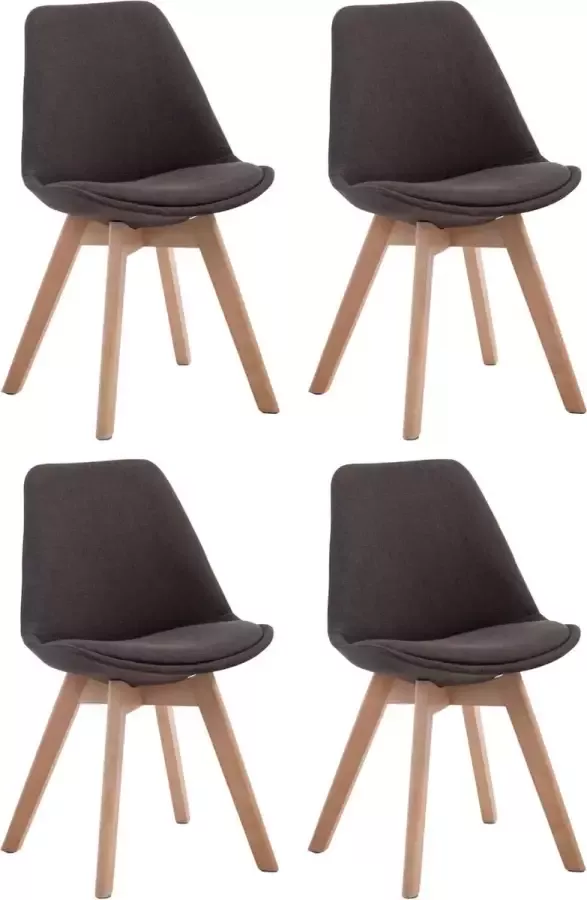 Clp Borneo V2 Set van 4 eetkamerstoelen Stof donkergrijs natura (eik)