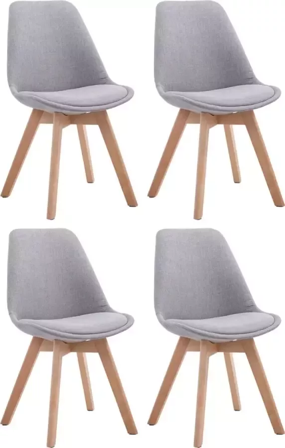 CLP Borneo V2 Set van 4 eetkamerstoelen Stof grijs natura