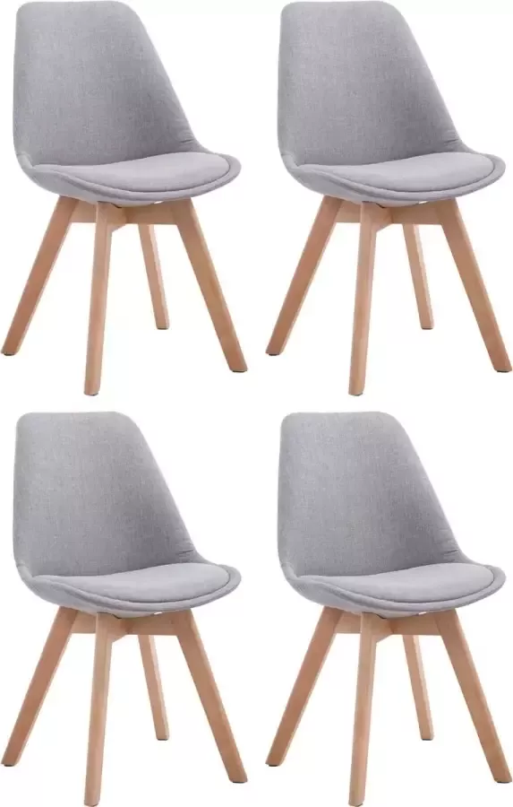 Clp Borneo V2 Set van 4 eetkamerstoelen Stof grijs natura (eik)