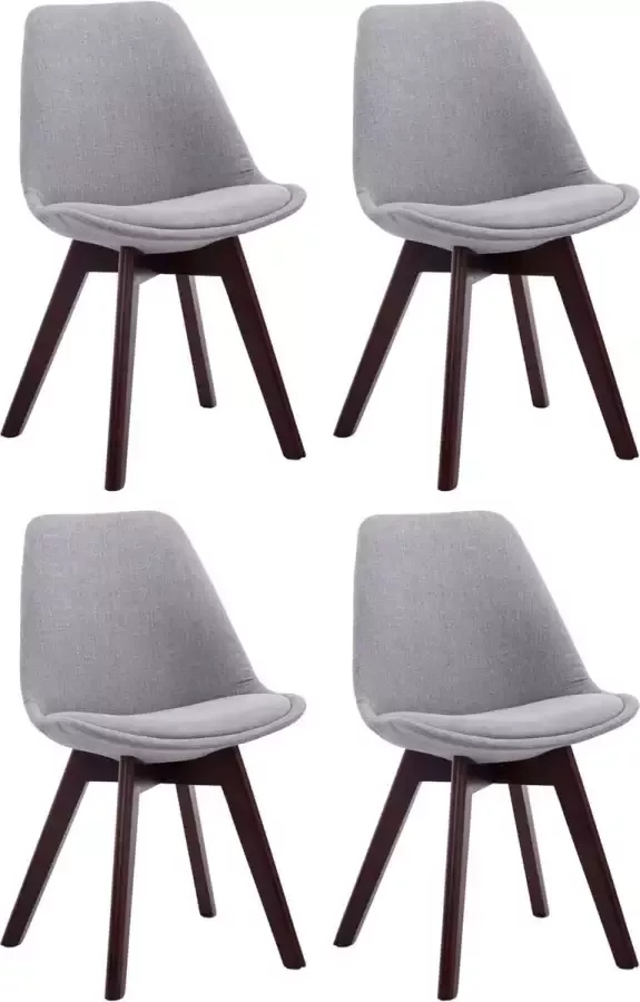 Clp Borneo V2 Set van 4 eetkamerstoelen Stof grijs walnoot