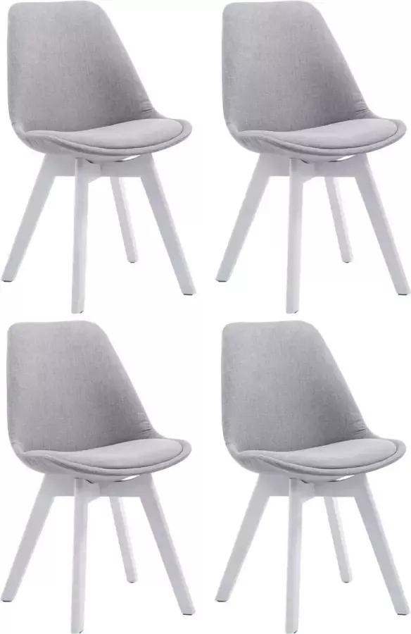 Clp Borneo V2 Set van 4 eetkamerstoelen Stof grijs wit