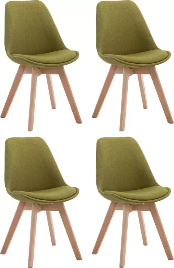Clp Borneo V2 Set van 4 eetkamerstoelen Stof groen natura