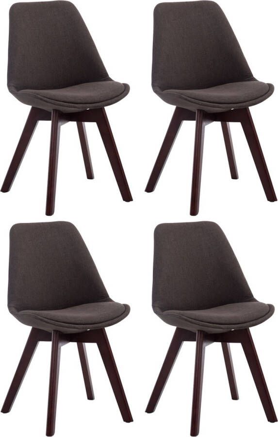 Clp Borneo V2 Set van 4 eetkamerstoelen Stof groen natura (eik)