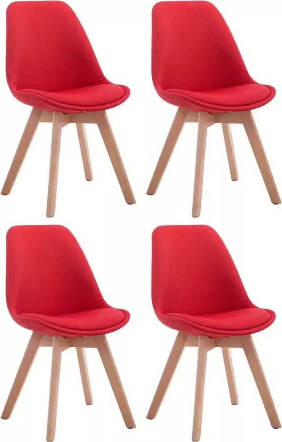 CLP Set van 4 eetkamerstoelen Borneo V2 Natura (Eik) Frame Stof