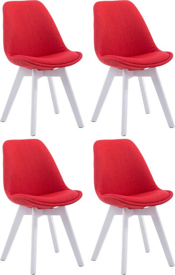 Clp Borneo V2 Set van 4 eetkamerstoelen Stof rood wit