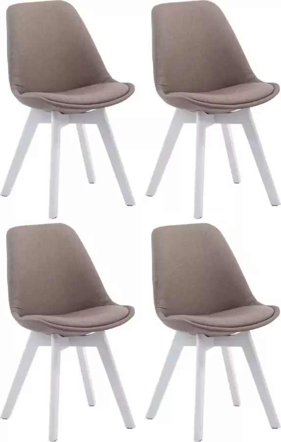 Clp Borneo V2 Set van 4 eetkamerstoelen Stof taupe wit