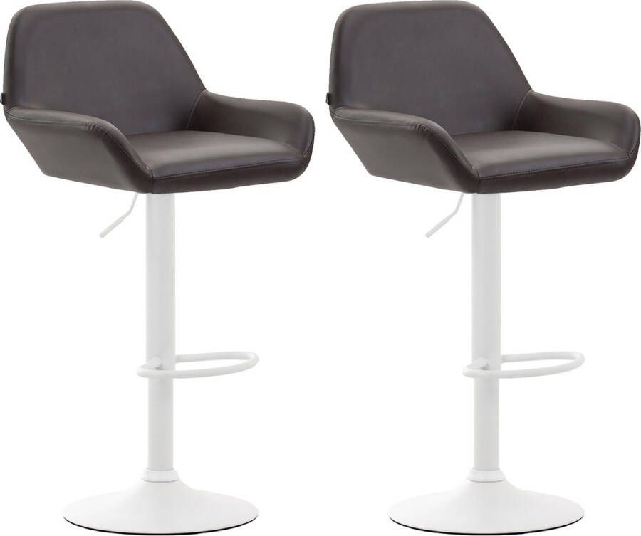 CLP Braga Set van 2 barkrukken Kunstleer bruin wit