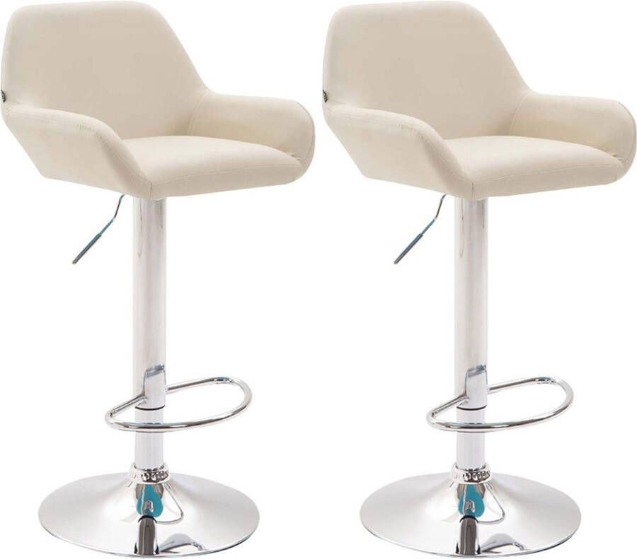 Clp Braga Set van 2 barkrukken Kunstleer creme chroom