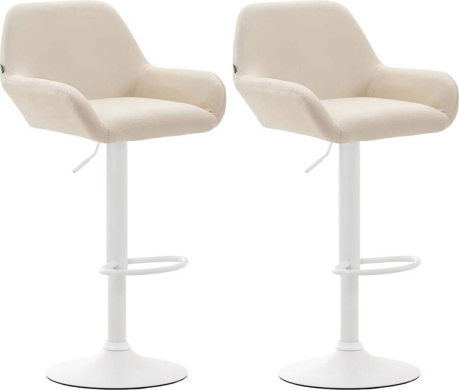 Clp Braga Set van 2 barkrukken Kunstleer creme wit